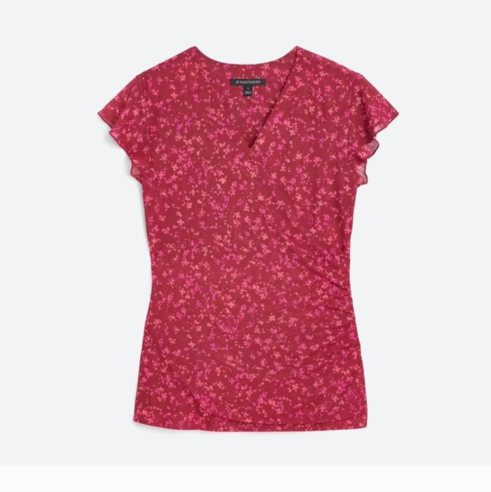 41 Hawthorn Sylvia short sleeve Flutter sleeve mesh wrap top stitch fix top - Picture 3 of 8
